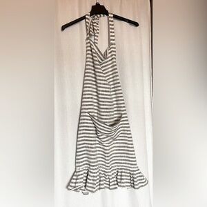 Apron. Dark grey and white stripe apron NWT